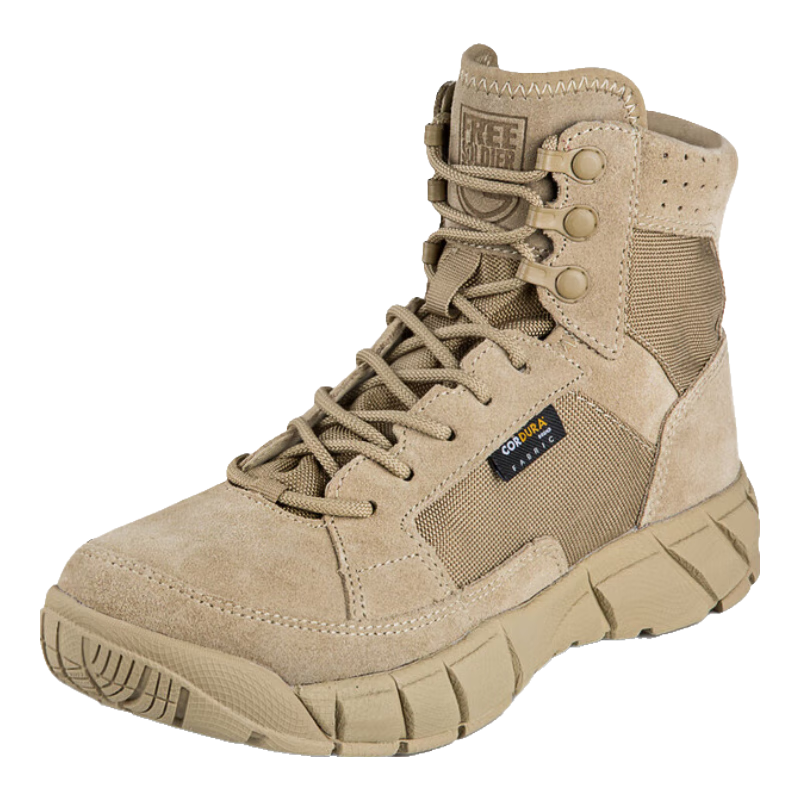 Free Soldier Mid-Top Hiking Boots for Men And Women, Outdoor Wear-Resistant Non-Slip Trekking Climbing Sandproof Breathable Desert Boots, Sand Color, Size 40