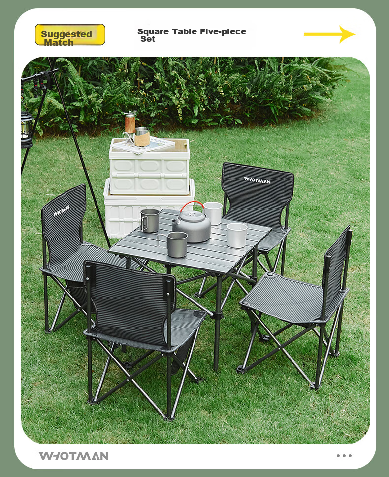Woteman Camping Equipment Set, Outdoor Folding Table And Chairs, Leisure Travel Kit, Five-Piece Combination Package 16