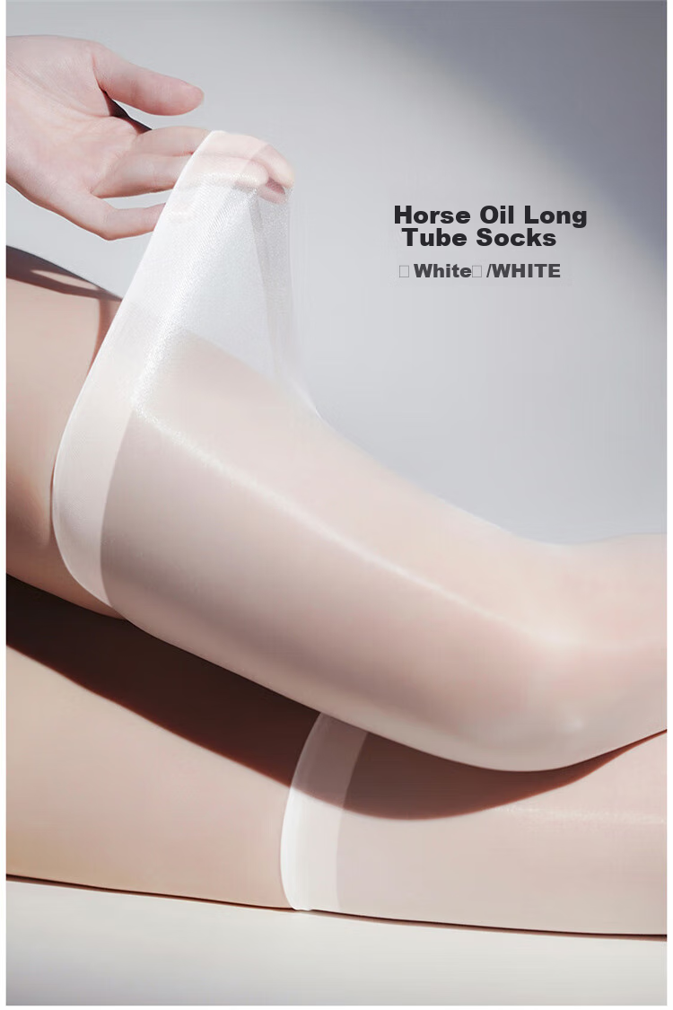 LangSha Horse Oil Silk Stockings, Mid-Calf Length, No Edge, 0D Ultra-Thin Black Silk Thigh-High Socks, Glossy Reflective Socks, Smooth And Shiny Long Tube Socks 16
