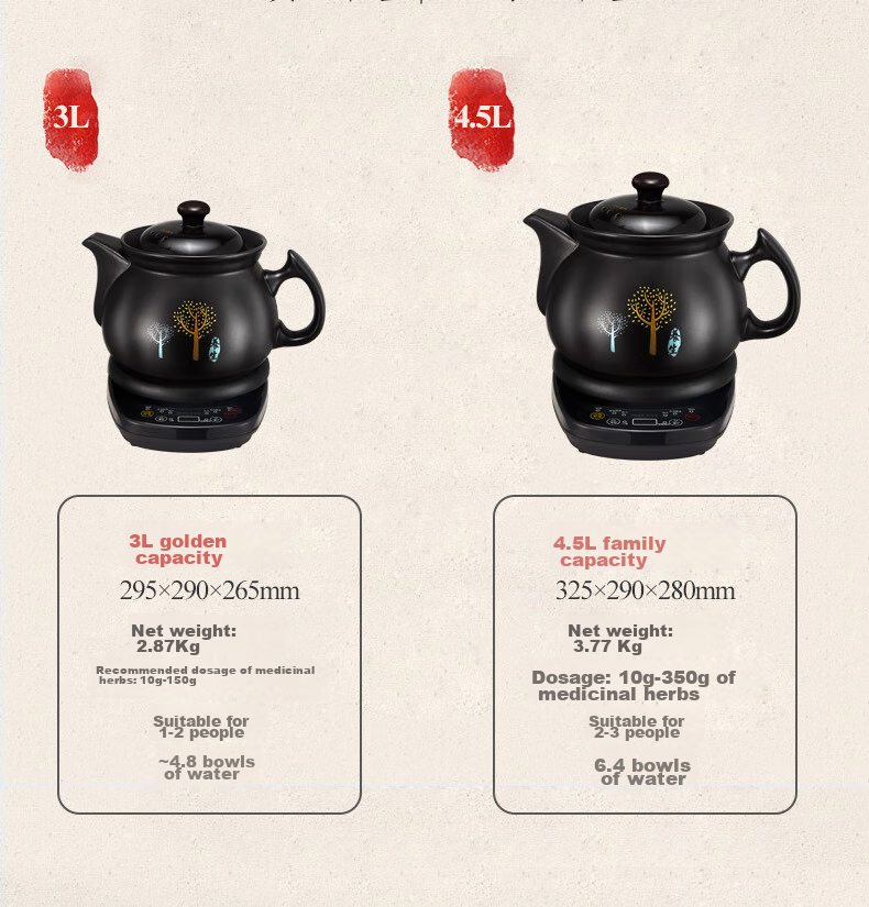 AUX Chinese Herbal Medicine Pot, Automatic Dual Decoction Function Electric Sand Pot, 3L Home Use Detachable Ceramic Chinese Herbal Medicine Pot, Hands-Free Decoction Health Pot HX-YS0301 18