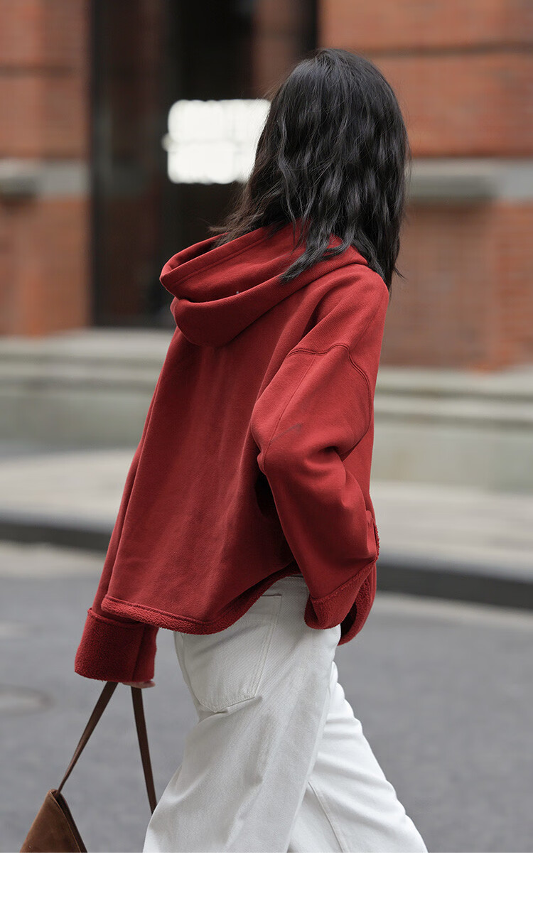 Dme [Retro Hoodie] Autumn And Winter Quality Online Hooded Long-Sleeve Fleece-Lined Sweatshirt, Women's Jacket 8