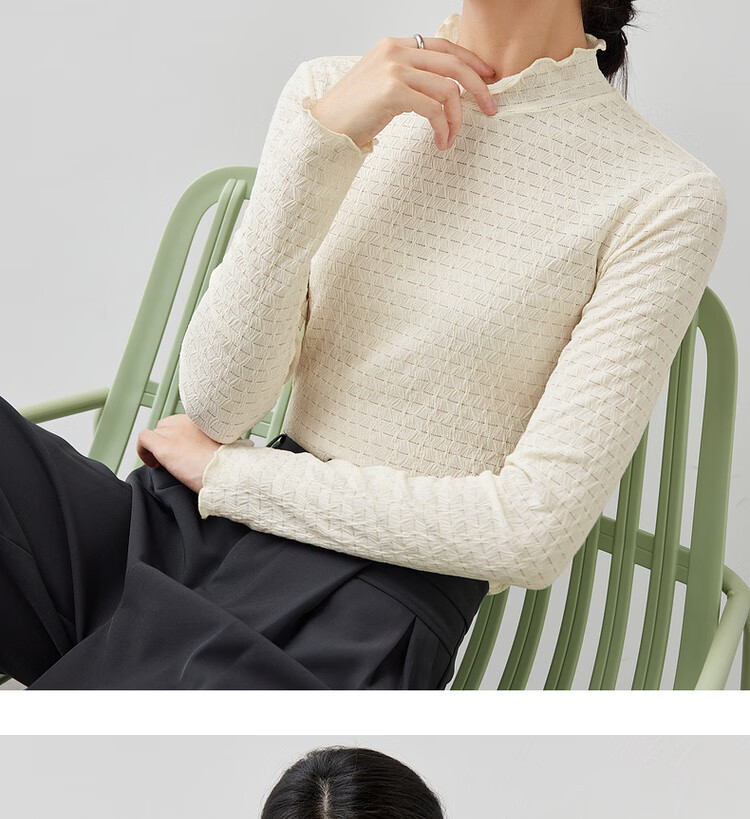 Sentubila Semi-Turtleneck Inner Layer Knit Sweater, Autumn And Winter Top, Petite Women's Warm Long-Sleeve Base Layer, Beige, XL 11