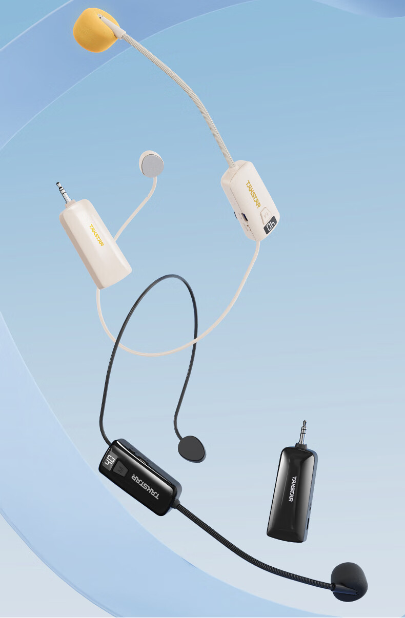 TAKSTAR HM-200W Wireless UHF Headset Microphone with Display - Beige, for Teaching, Tour Guide, Sales, Meetings, Portable Performances, and Street Vending 3