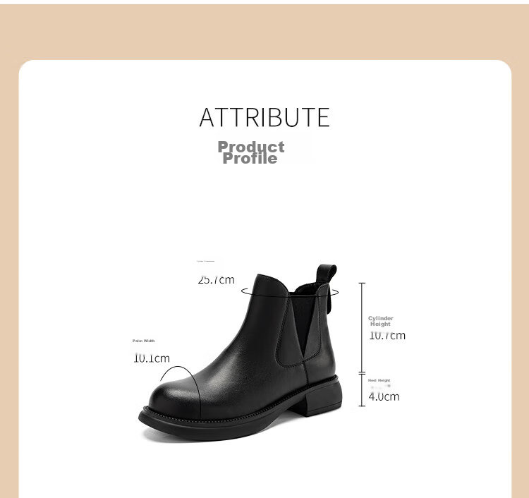 ZHR Women's Short Boots, Autumn And Winter Retro Genuine Leather Commuter Boots for Women, Comfortable Slip-On Chelsea Boots, EH18, Black, Size 37 4