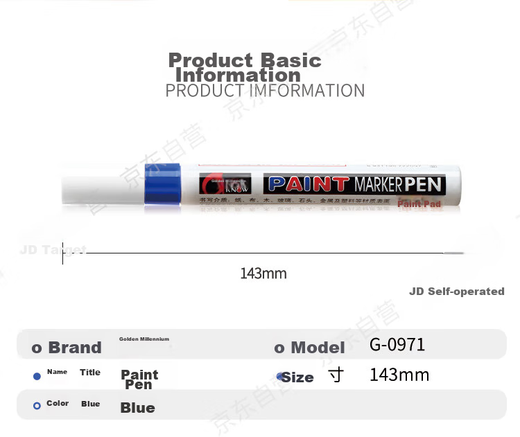 Genvana [Shake-Out Tip] 2mm Paint Marker, Blue, 4-Pack, Signing Pen, Touch-Up Pen, Marker Pen, Check-In Pen, Repair Graffiti Pen, Tire Pen, Fade-Resistant, G-0971 2