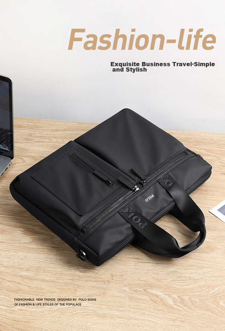 POLO Briefcase, Men's Casual Business Bag, 15-Inch Laptop Bag, Office Handbag for Men, Shoulder Crossbody Bag 1