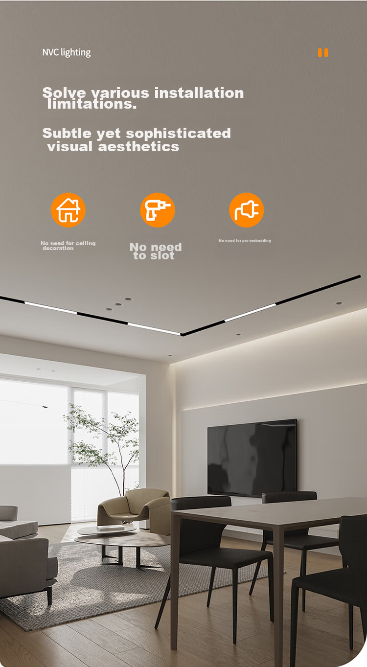NVC Ultra-Thin Surface-Mounted Magnetic Track Light, LED Spotlight, Whole-House Lighting without Main Lights, Line Light [1.5-Meter Track] 3
