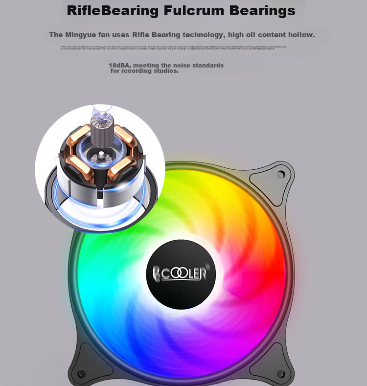 PCCOOLER Mingyue SRGB 12CM Case Fan (Colorful Lighting Effects, Luofu Bearing, Shock-Absorbing Foot Pad, Compatible with Series Connection) 5