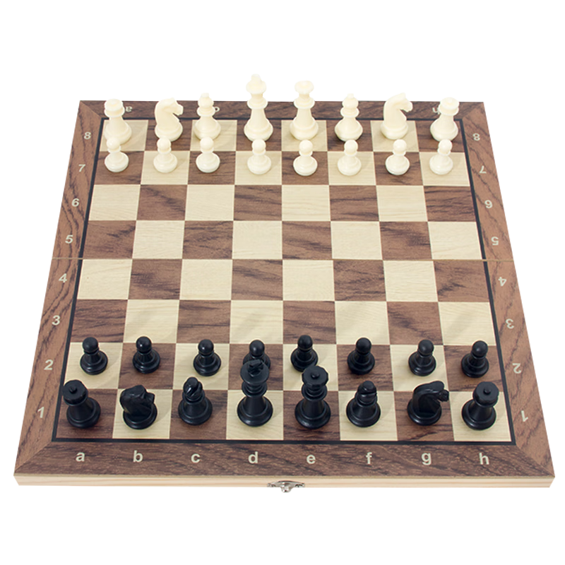 Huasheng International Chess Set, Three-In Double Land Chess, Checkers with Magnetic Pieces, Portable Folding Game Board, 2804