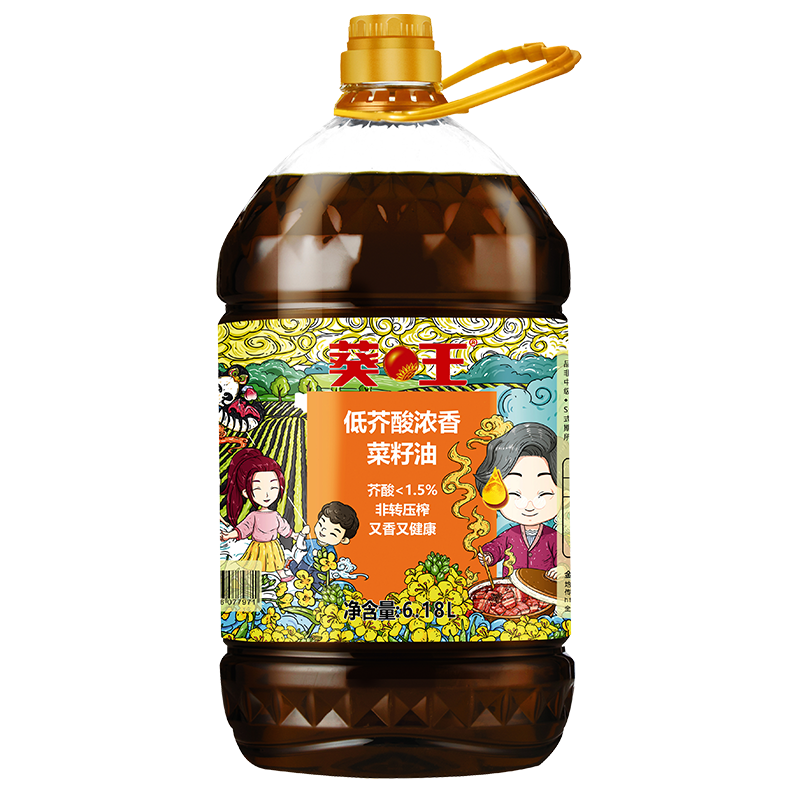 葵王 【保真菜籽油】非转基因 低芥酸浓香菜籽油6.18L 物理压榨食用油