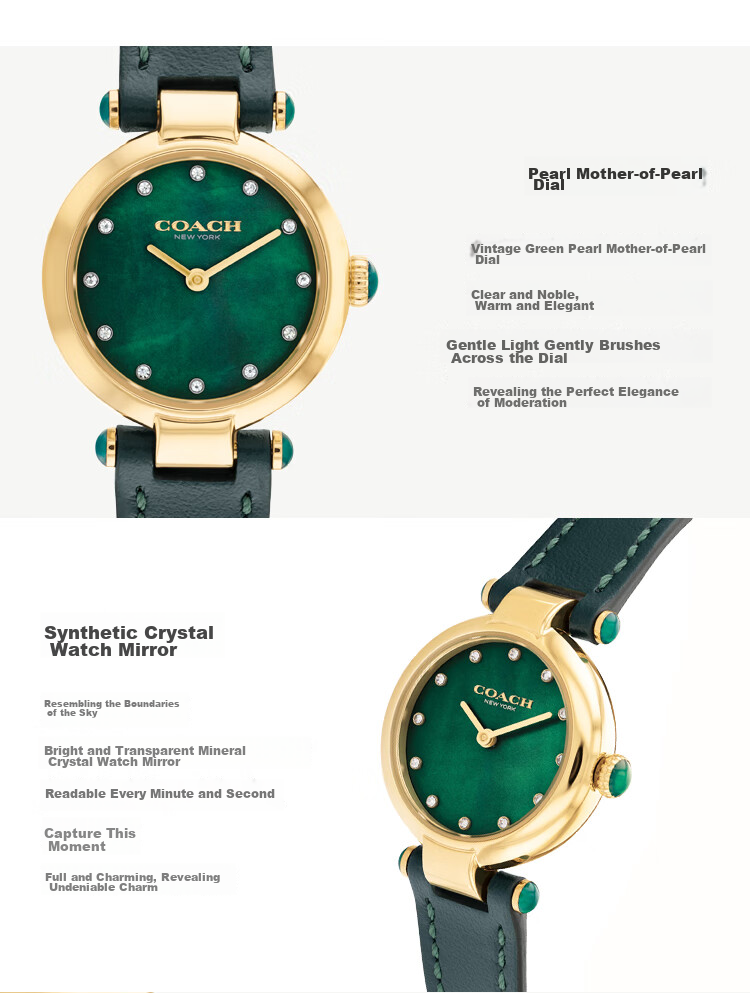 COACH CARY Series Women's Watch with Leather Strap And Quartz Movement 14503951, Recommended by Kong Xue'er, Mid-Autumn Festival Gift/for Gifting 4