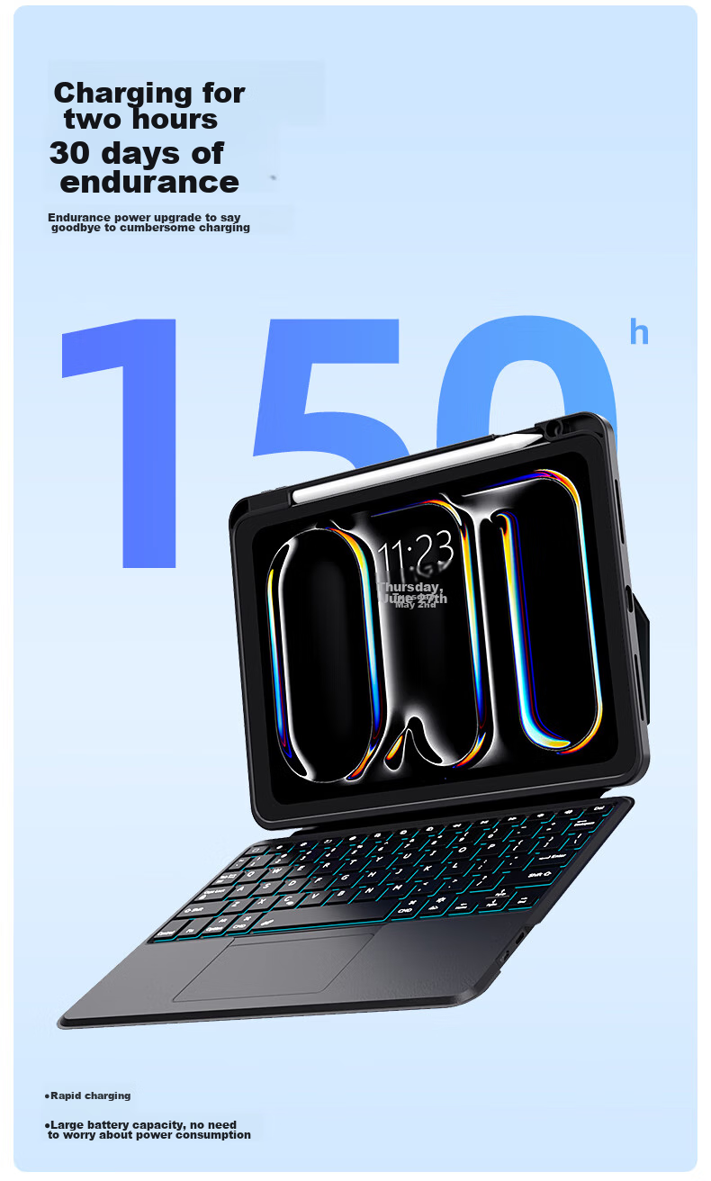 Smorss Compatible with 25 Apple IPad Air 7 Bluetooth Magic Keyboard [For 18-22 Pro 12.9 Air 6 13-Inch Universal] Protective Case [Horizontal And Vertical Magnetic Detachable] 9