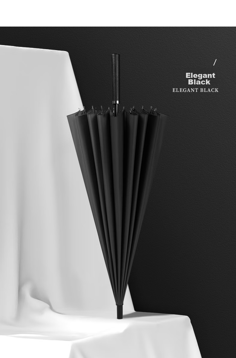 MAYDU Umbrella, Long Handle, Large Size, 24 Ribs, Reinforced And Thickened, Double-Person Umbrella, M5003, Smog Blue 15