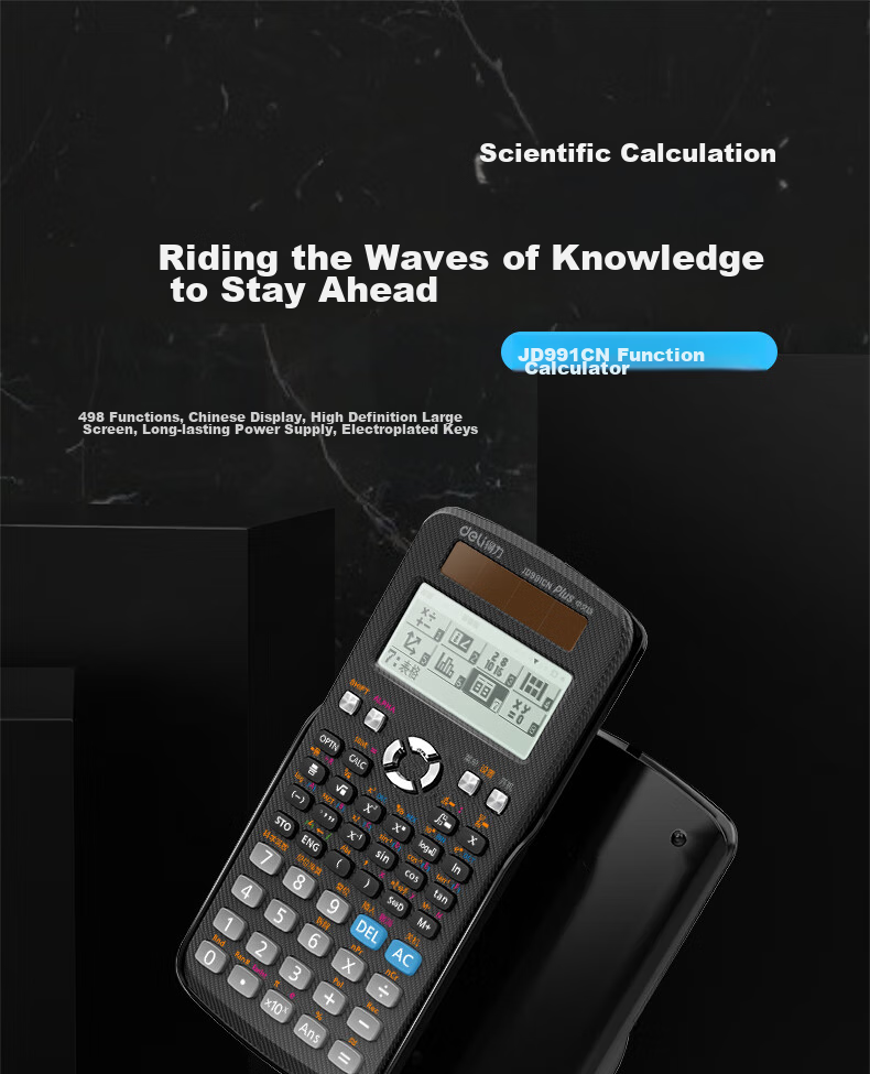 Deli Dual Power Scientific Function Calculator High School/College Tutorial Graduate Exam Olympiad Physics Competition Accounting Exam Black D999CN Pro 3