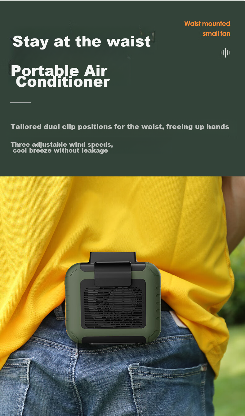 Masentek Waist-Hanging Fan FS-20 Long Battery Life Neck Fan Large Battery Portable Small Fan Outdoor Cooling Dorm Student Rechargeable Waist Fan 4