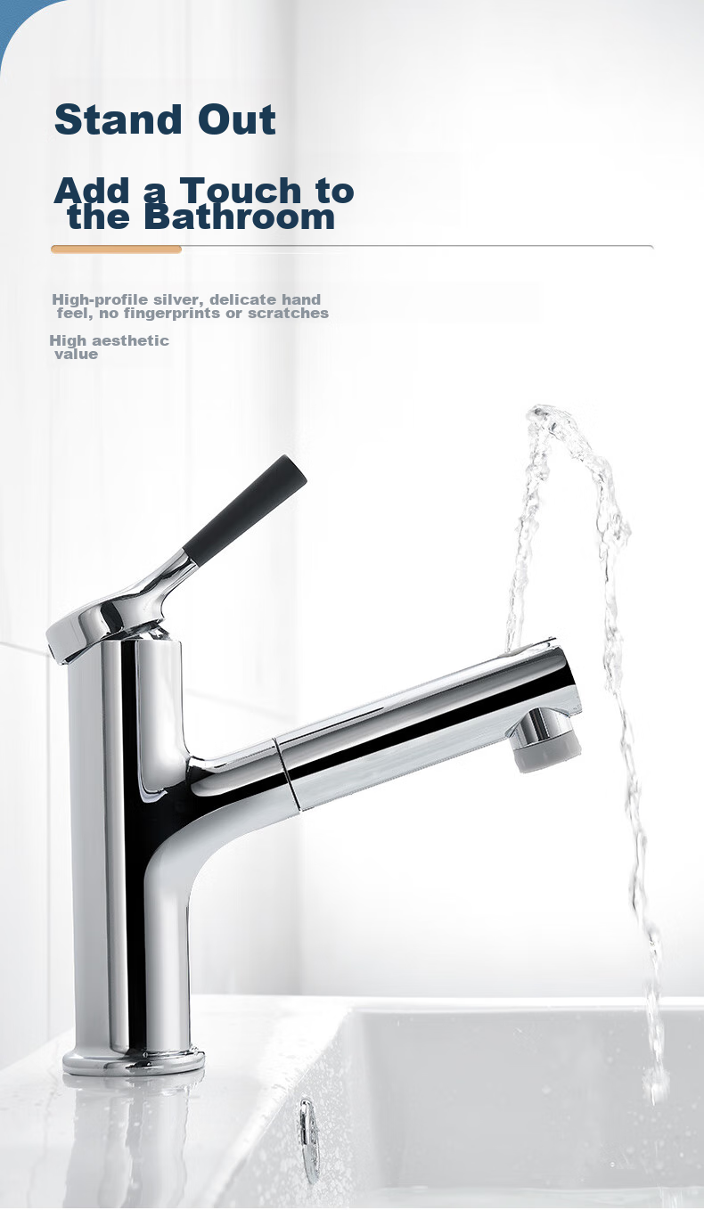 ARROW Gun-Gray Basin Faucet, Hot And Cold Washbasin Faucet, Bathroom Pull-Out Faucet AE4175MGG 12