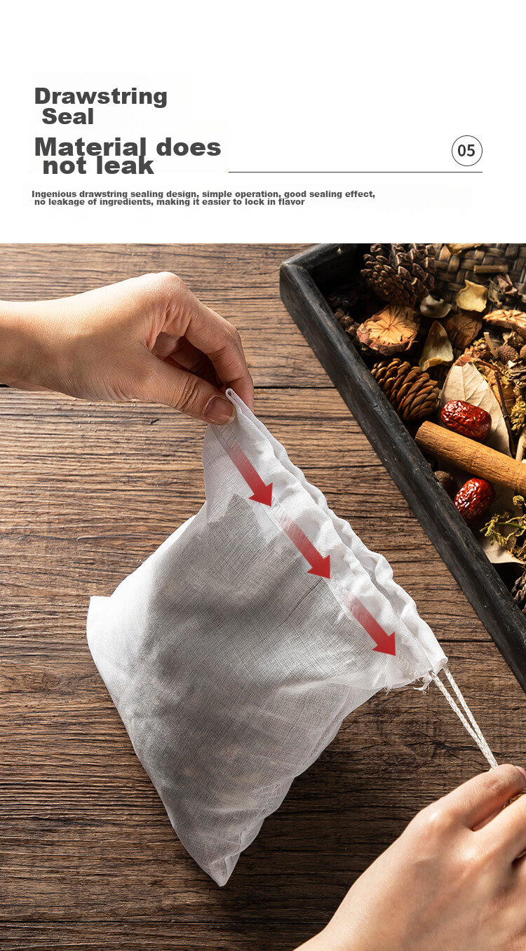MAXCOOK Soup Strainer Bag, Chinese Herbal Medicine Seasoning Bag, Cotton Filter Bag for Decoction, Disposable Strainer Pack, 5 Pieces, MCPJ4367 8