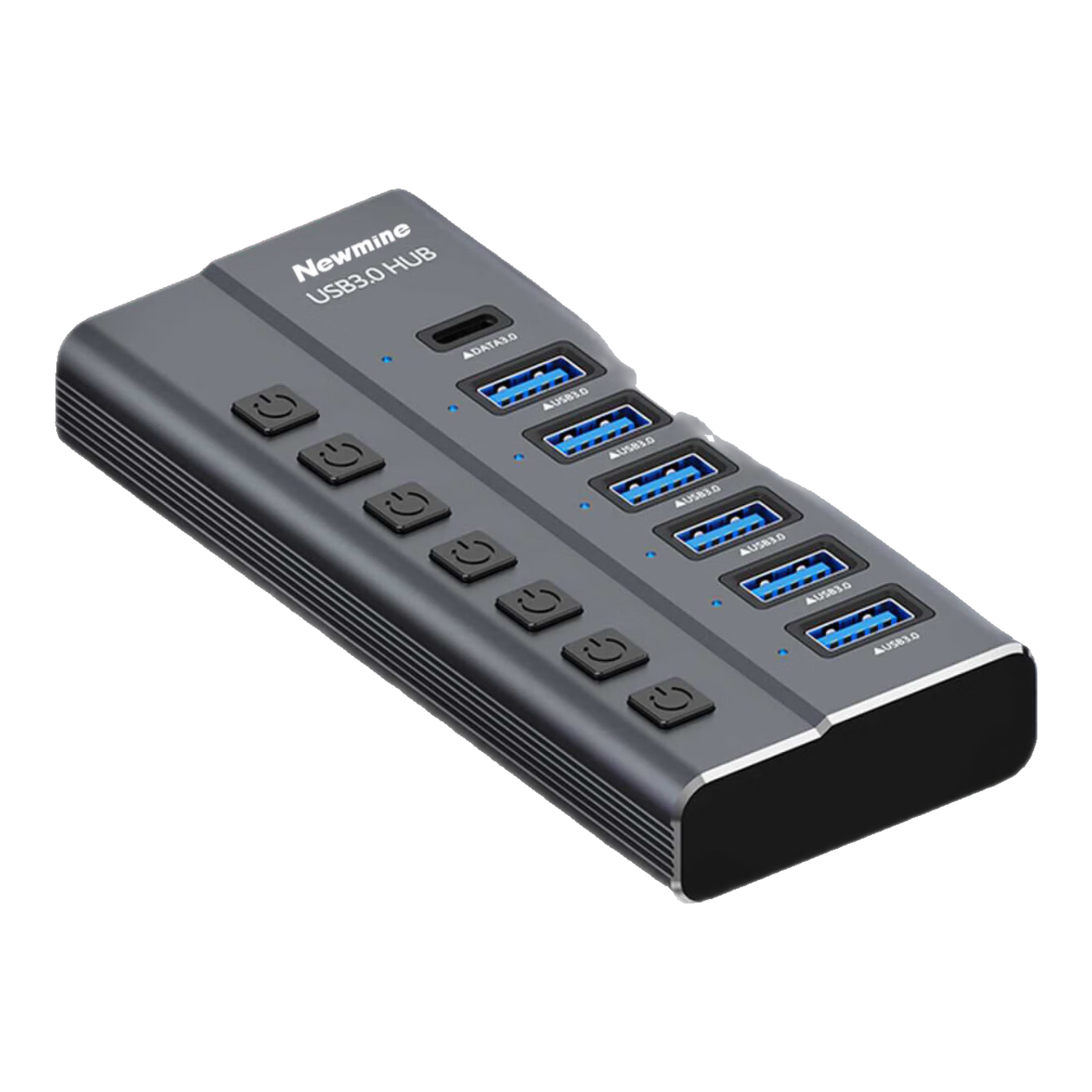 Newmine HUB731-A Metal USB 3.0 High-Speed 7-Port Hub Splitter USB Expansion Dock Extension Cable Converter for Laptop Desktop Approx. 1m