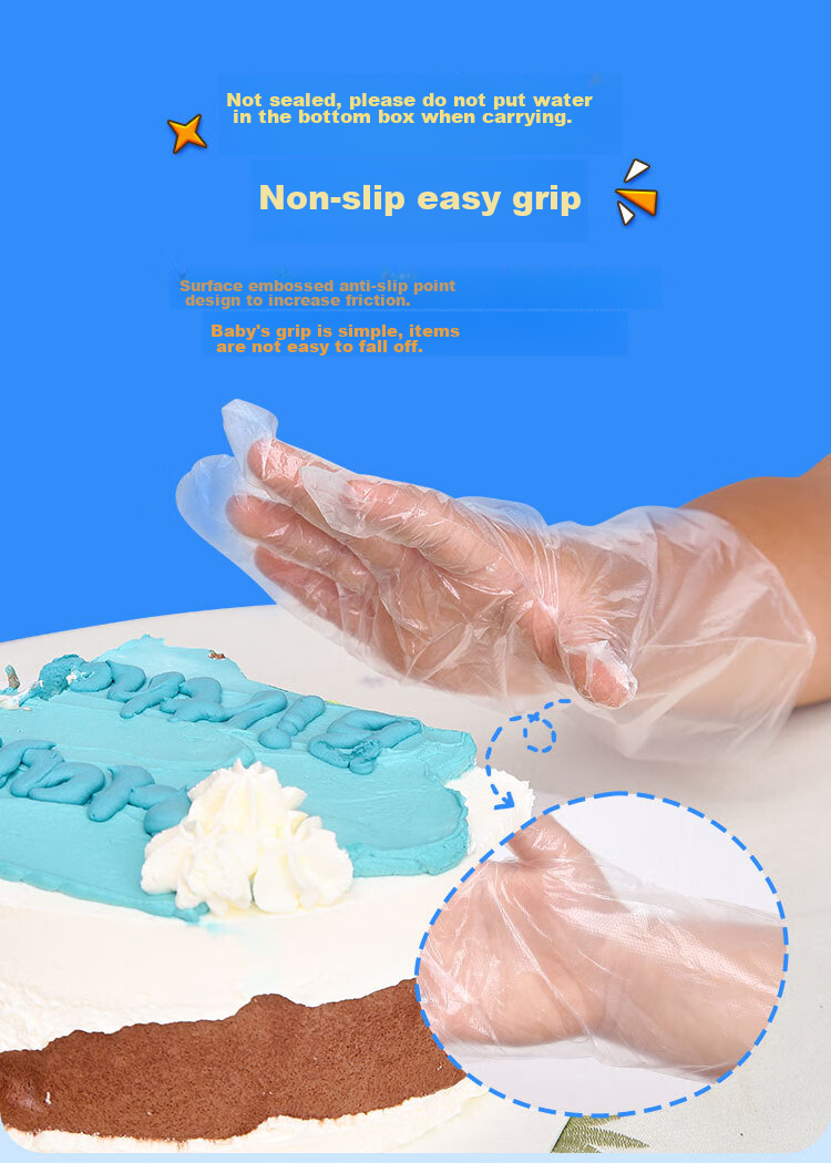 SHUANG YU Children's Disposable Gloves [200 Thick], Pull-Out Style, PE Material, Hygienic Food Plastic Gloves 6