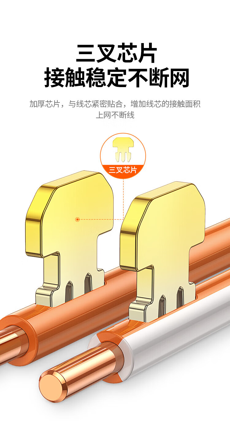 绿联六类水晶头Cat6类RJ45千兆网络8P8C网线连接器工程级铜镀金六类非屏蔽工程30U一件式100个装50960