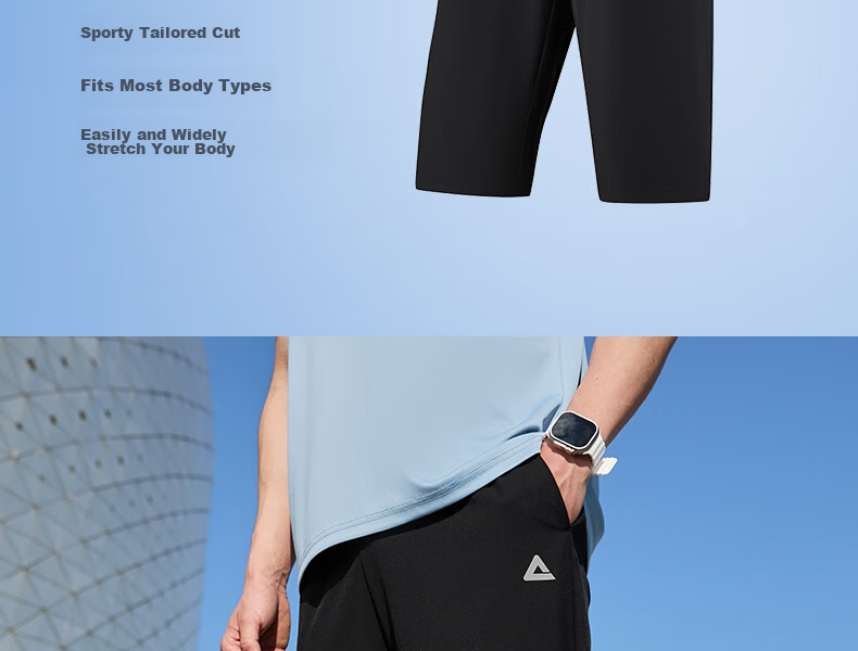 PEAK Men's Sports Shorts, Three-Quarter Length, Summer Quick-Dry Breathable Loose-Fitting Running Casual Pants, Athletic Shorts DF352441 16