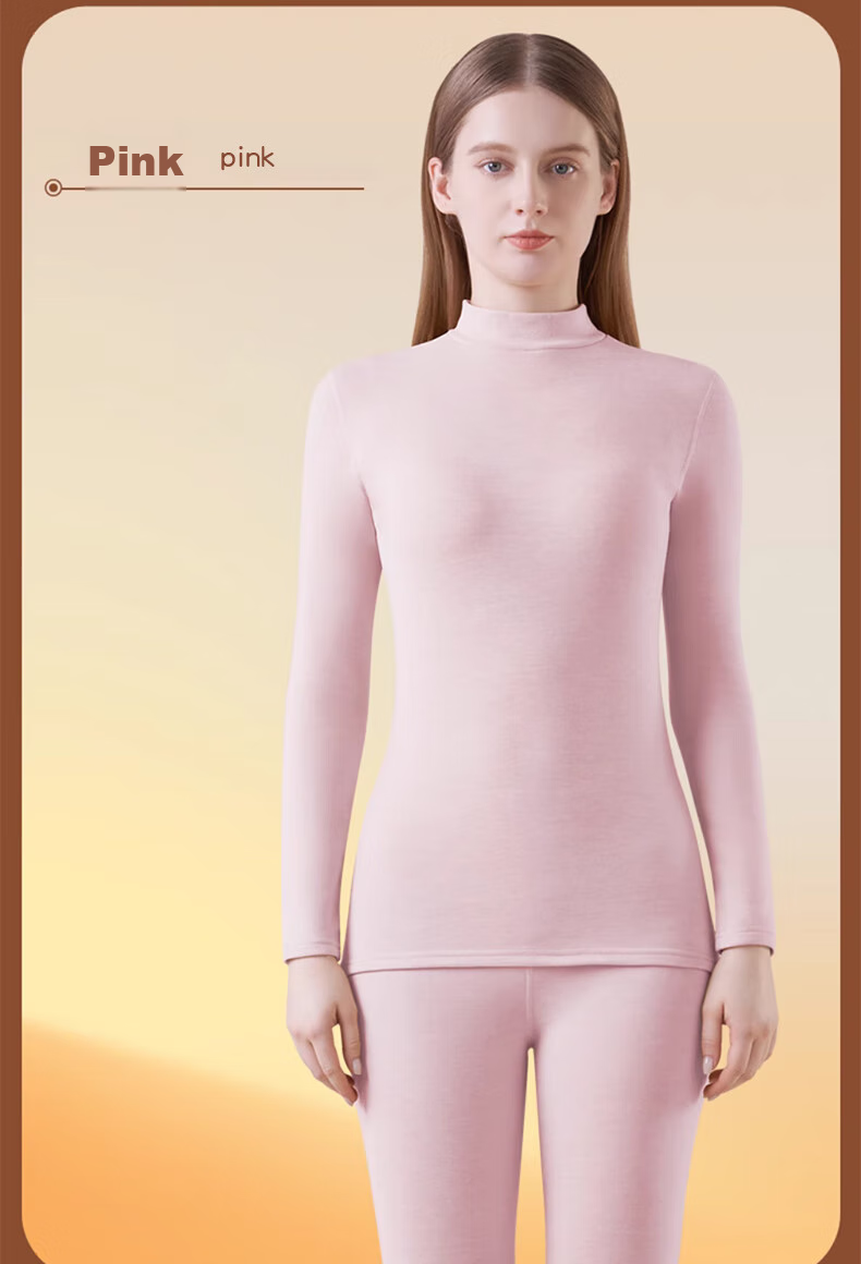 Langsha Wool And Silk Thermal Underwear for Women, New Fall/Winter 2026 Collection, 7A Antibacterial Fleece-Lined Warm Base Layer Top And Bottom Set 14