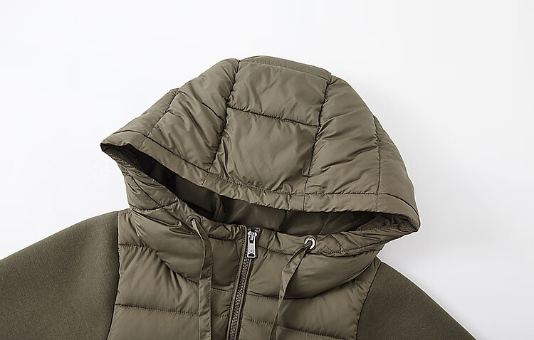 Dme [Stay in The Sunroom] Winter Lightweight Hooded 90% Duck Down Patchwork Knit Air Layer Women's down Jacket 18