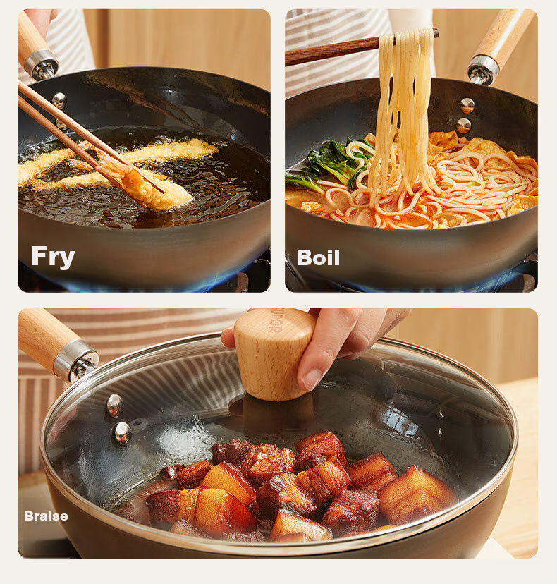 SUPOR Mini Premium Iron Wok 22cm, Household Use, Non-Coated, Wear-Resistant, Rust-Proof, Suitable for Gas Stove, EC22RF05 8