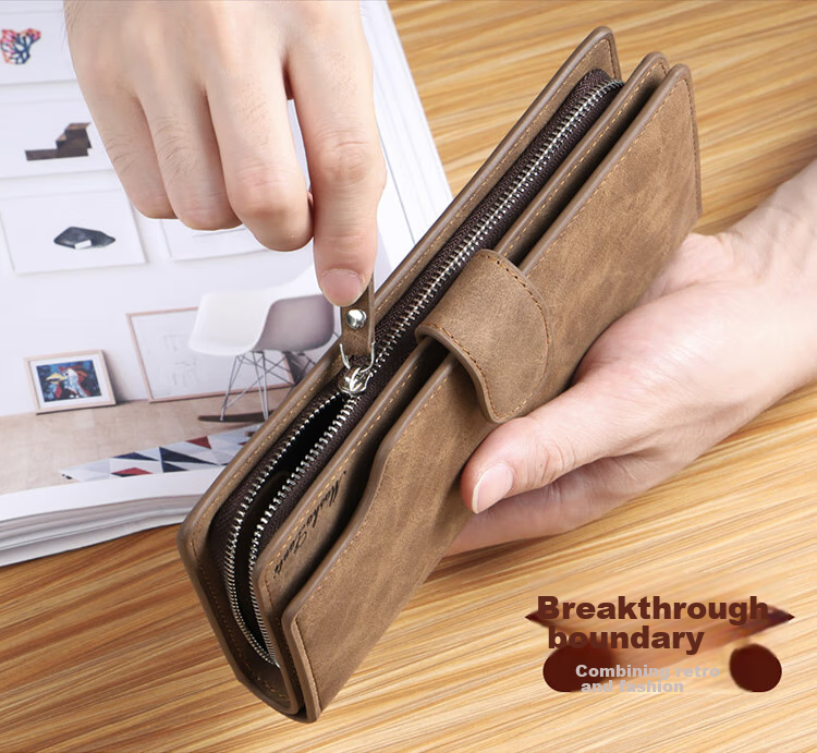 MashaLanti Men's Wallet, Long Style, Large Capacity, Leather Billfold, Handheld Multi-Card Slots, Coin Purse, All-In Design, Father's Day Gift 5
