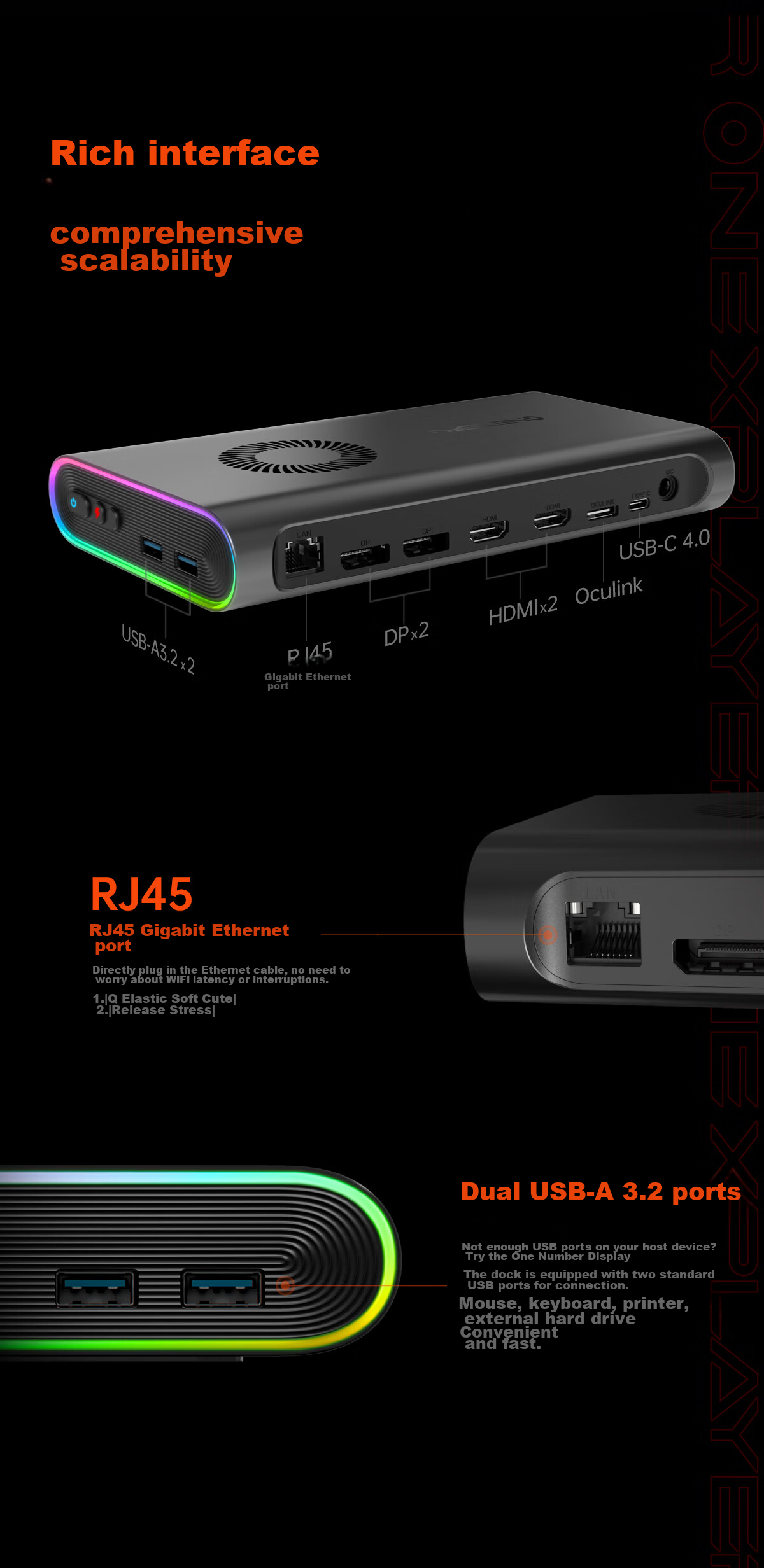 One XPlayer ONEXGPU Graphics Card Expansion Dock for Laptop, Tablet, PC Gaming Handheld, External AMD 7800M Independent Thunderbolt Graphics Card 20