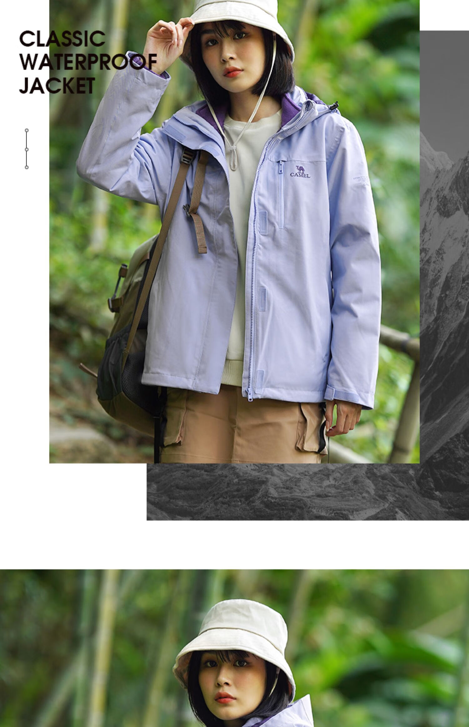 CAMEL Three-In Jacket with Detachable Fleece Inner Layer, Waterproof Mountaineering Coat for Autumn And Winter 16