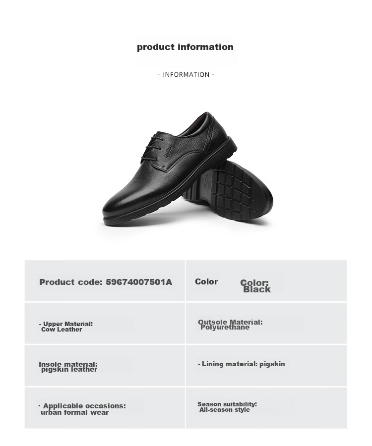 Goldlion Men's Shoes, Business Formal Shoes, Autumn Simple Lace-Up Dress Shoes, Lightweight Leather Shoes, 59674007501A, Black, Size 40 14