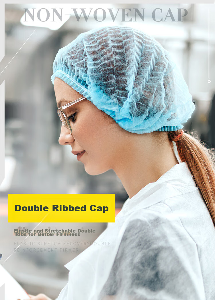 Ams Disposable Thick Non-Woven Cap Breathable Mesh Hair Cover for Kitchen Canteen Chef Dust-Free Workshop Work Hygiene Dust-Proof Head Cover for Men And Women, One Hundred Pieces, Blue 1
