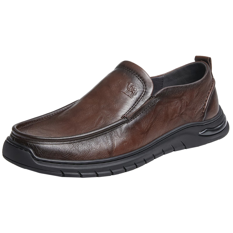 CAMEL Leather Soft-Soled Shock-Absorbing Loafers, Commuter Business Casual Leather Shoes for Men, G13S201066, Brown, Size 40