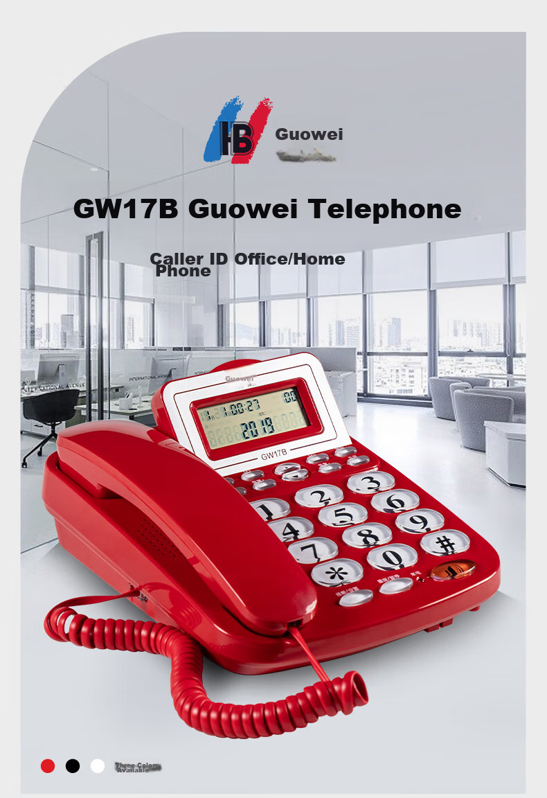 Guowei Landline Telephone, Fixed-Line Phone for Business Office And Home Use, Battery-Free Dual Interface with Caller ID, Internal Intercom, Ringtone Volume Adjustment GW17B (White) 1