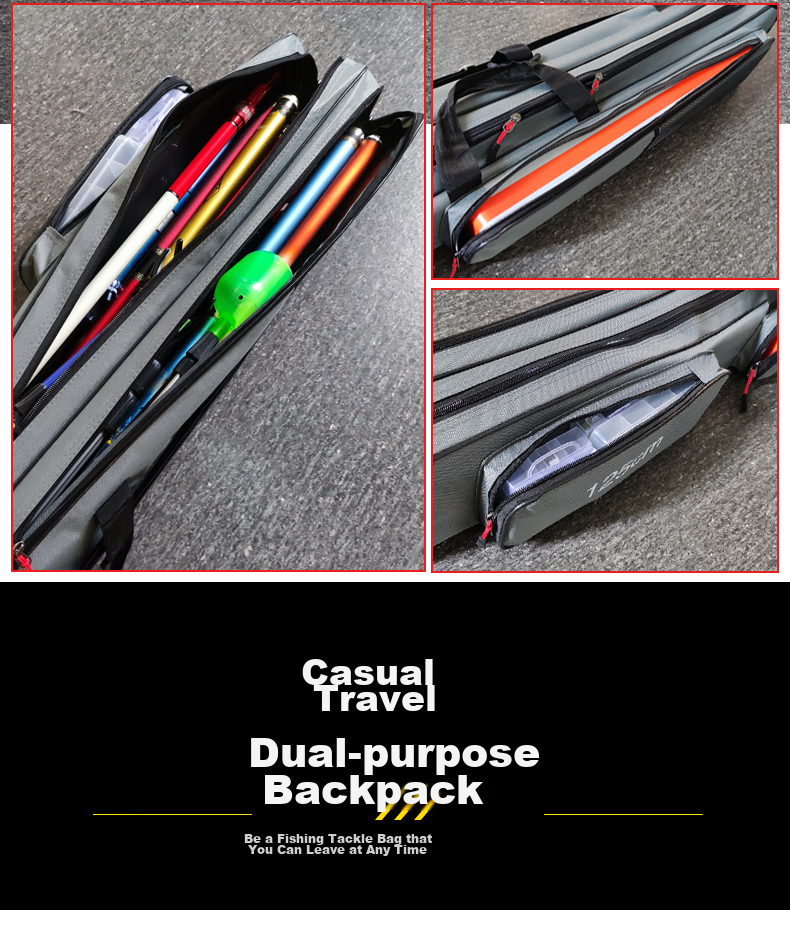 Xionghuo Fishing Tackle Bag, Rod Bag, Lightweight Waterproof Double-Layer 125cm Multifunctional Thickened Sea Rod Bag, Cross-Shoulder Fishing Backpack 3