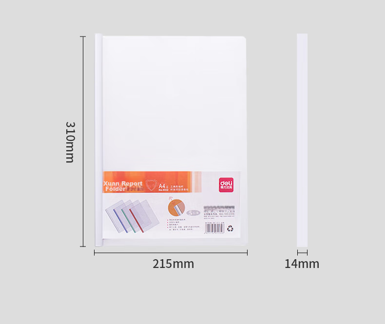Deli School Stationery Lever Arch File, 5-Pack, A4/9mm Document Folder, Triangular Pull Rod File, Student Exam Paper Folder, Medical Report Organizer, Transparent, 5531 16