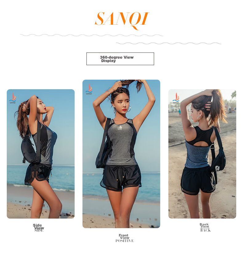 Sanqi Two-Piece Swimsuit for Women with Boyshort Bottoms, Plus Size Slimming Tummy Control Conservative Hot Spring Swimwear 19050 Black L 2
