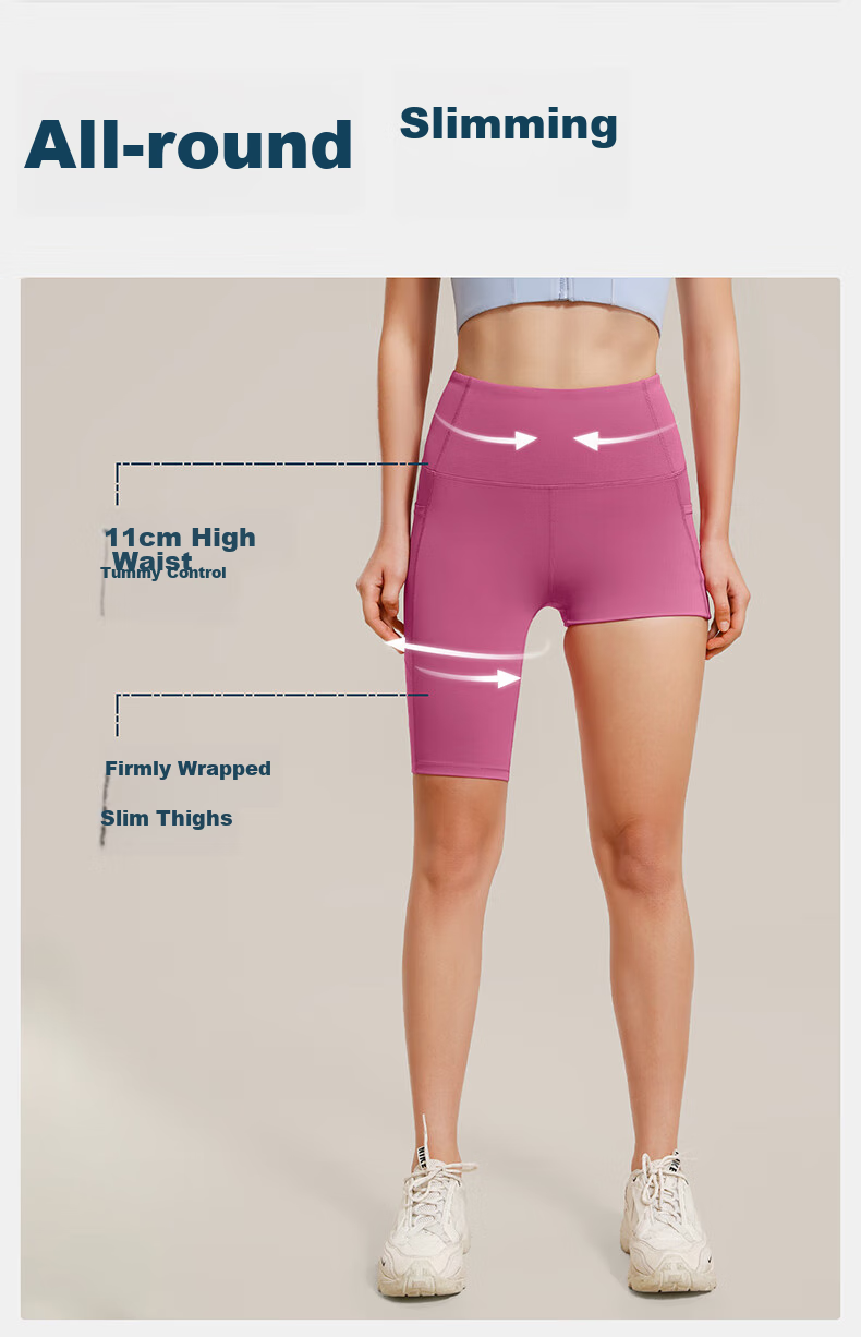 VFU Xingqing Five-Minute Yoga Shorts, Outdoor Sports Cycling Pants, High-Waisted Butt-Lifting Tight Shorts, Linen Color, Size S 6