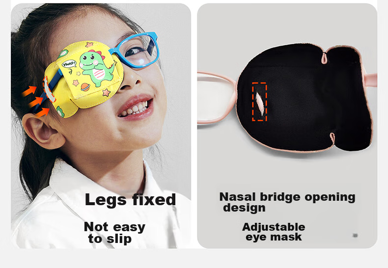 Moremerry Children's Eye Patch Monocular Vision Strabismus Corrector Trainer Amblyopia Light Blocking Eye Cover Strawberry Rabbit 7