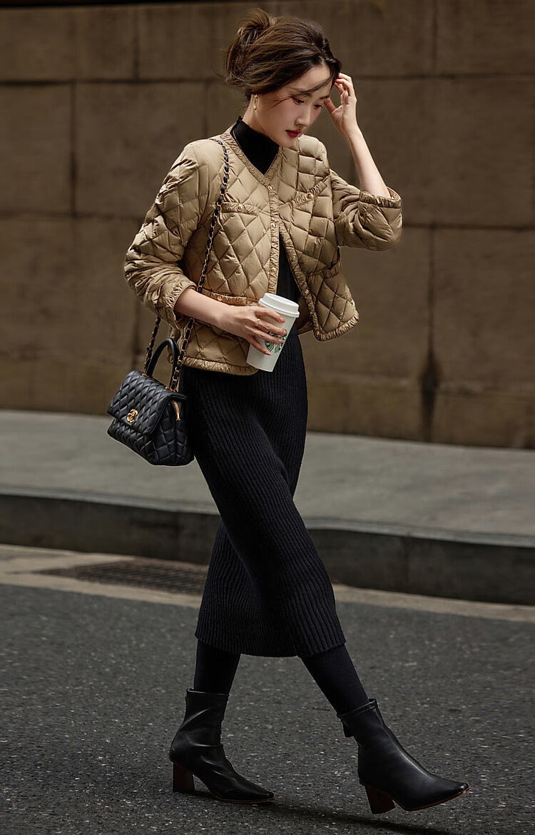 Dme [Qianjin Madeline] Winter Chanel-Style Lightweight Cloud 90% Duck Down Coarse Tweed Filling Puffer Jacket for Wome 17