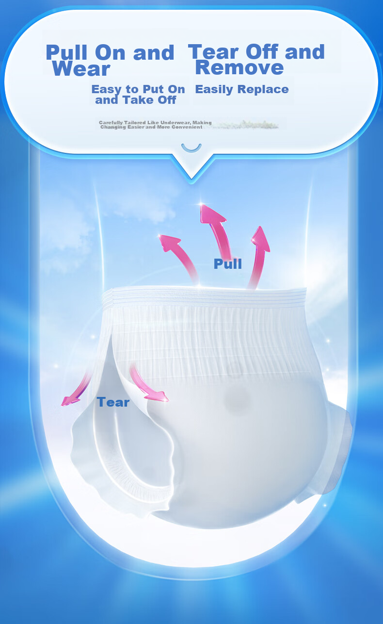 Elderjoy Basic Daytime Adult Pull-Up Pants M40+12 Pieces, Waist 80-105cm, Underwear-Style Disposable Diapers, Comfortable for Travel 4