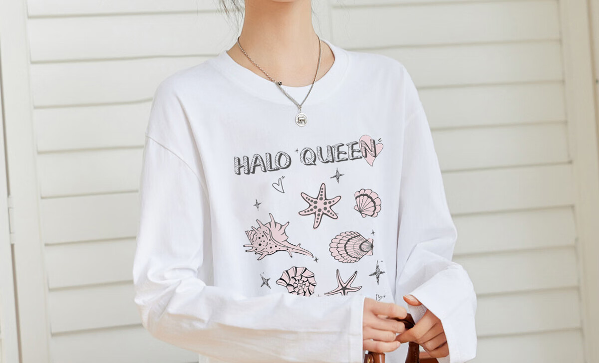 Halo Queen Long-Sleeve T-Shirt for Women, Spring And Autumn Round Neck Shell Cute Casual Versatile Base Shirt Top New Product H143T2020 18