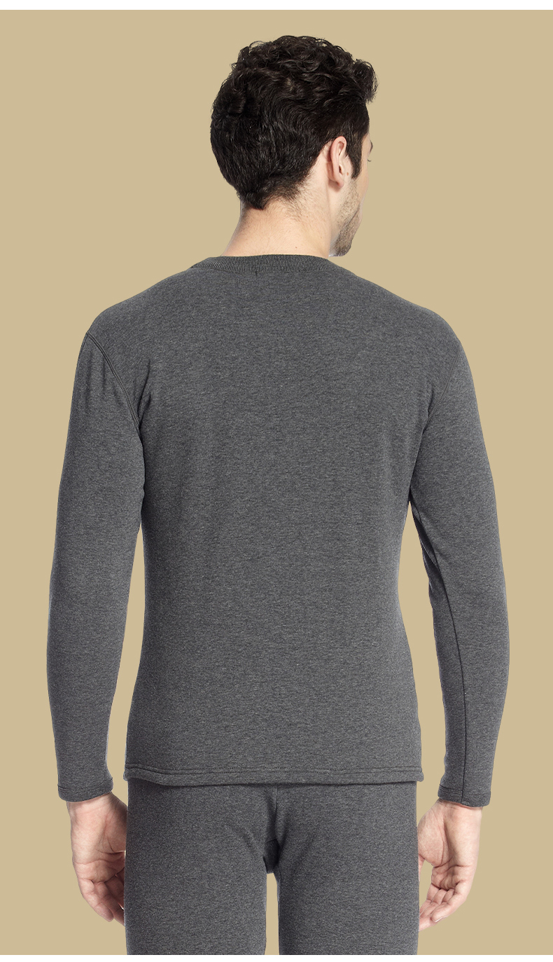 SEPTWOLVES Mid-High Collar Fleece-Lined Thickened Thermal Underwear Set for Men Autumn Winter Warm Clothing 9
