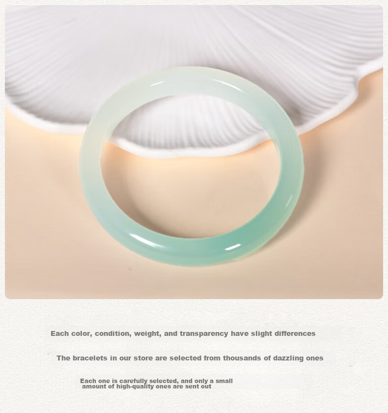 Jingying [Premium Grade] Jade Bangle for Women, Ice Jade Chalcedony Green Semi-Mountain And Semi-Water Agate Bracelet, Birthday Gift for Wife 7