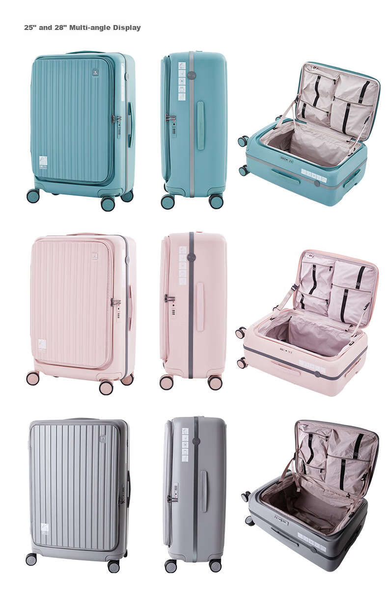 CROWN Zipper Aluminum Frame Suitcase, Carry-On Luggage, Large Capacity Front-Opening Case, Small Size 5278-20 White 13