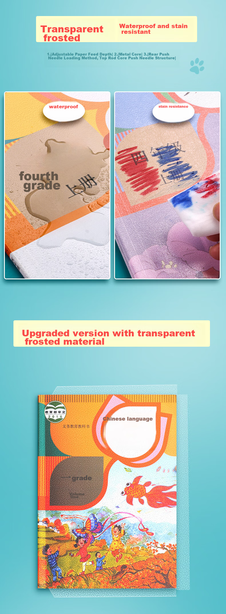 Jianfan 30 Pieces Multi-Size Book Covers, Self-Adhesive Transparent Frosted Book Jackets, School Medium-Sized Protective Covers, Thickened Stickers for Textbooks, Universal Waterproof Book Covers for Primary School Students 5