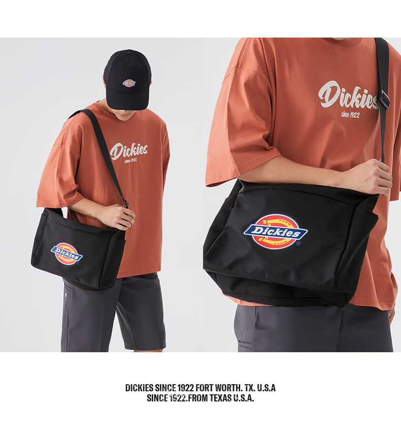 Dickies Shoulder Bag for Men, DK Multi-Pocket Crossbody Bag, Large Capacity, Fits 13.3-Inch Laptop, Canvas Backpack for Students 18