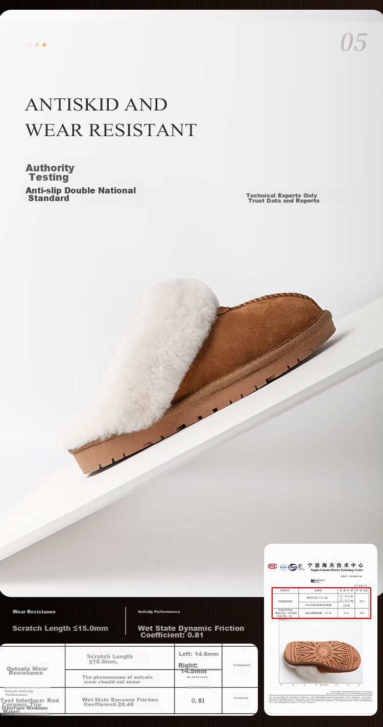 NEIBO [Winter Essential] Sheepskin And Wool Integrated Slippers for Men And Women, Latex Antibacterial Deodorizing Warm Sandals Size 39 9