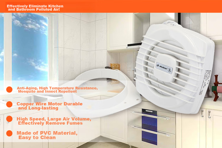 JINLING Window Exhaust Fan, Kitchen Bathroom Wall Ventilation Fan, Bathroom Exhaust Fan, Powerful Air Extractor, 8-Inch APC20-3 1